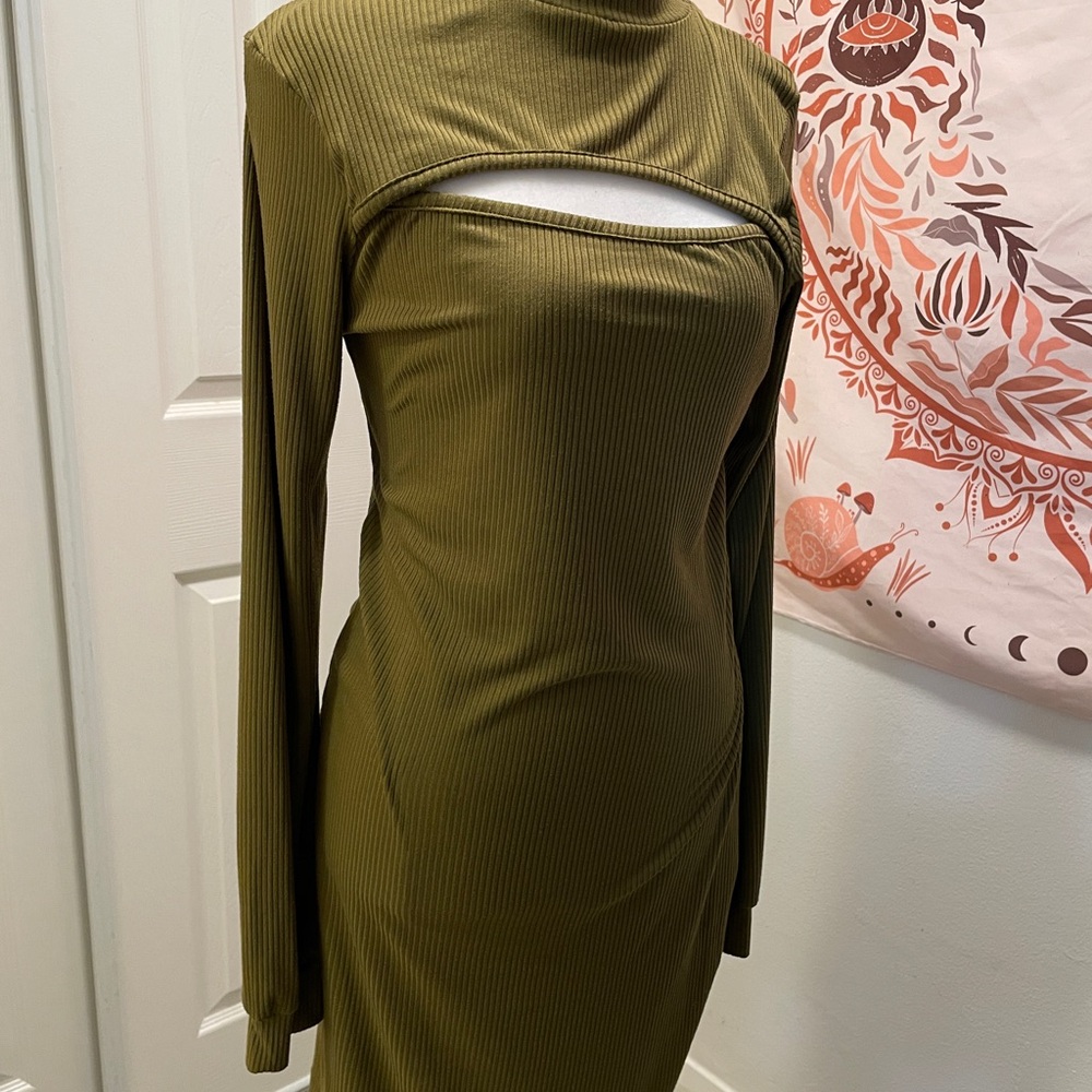 Olive Green Long Sleeve Dress